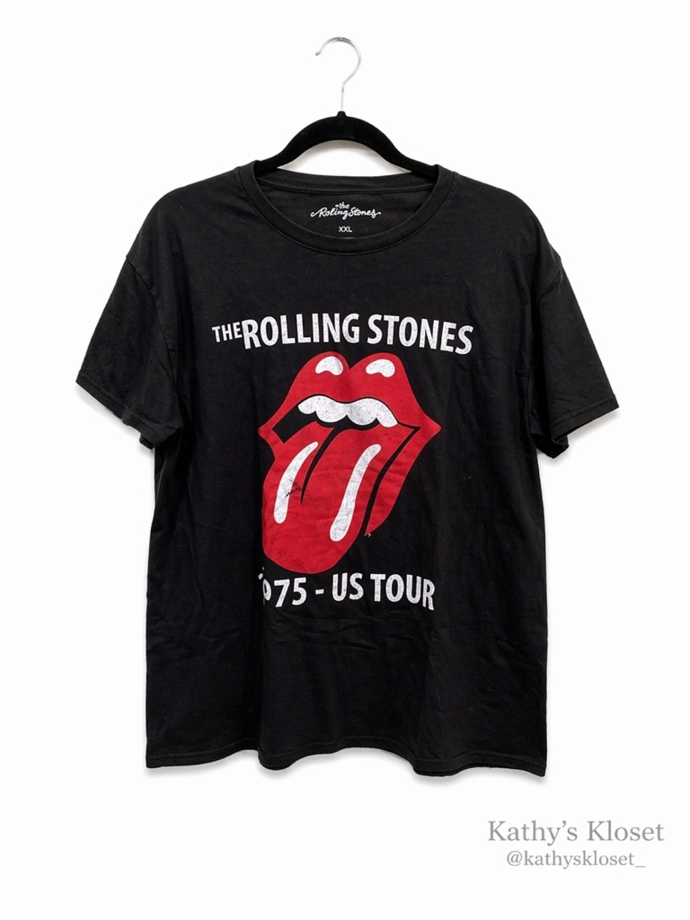 the Rolling Stones Black Tee with Red Tongue Logo
